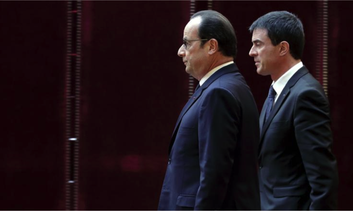Le président François Hollande (G) et le Premier ministre Manuel Valls (D), le 19 janvier 2015 à Paris / Pool/AFP
